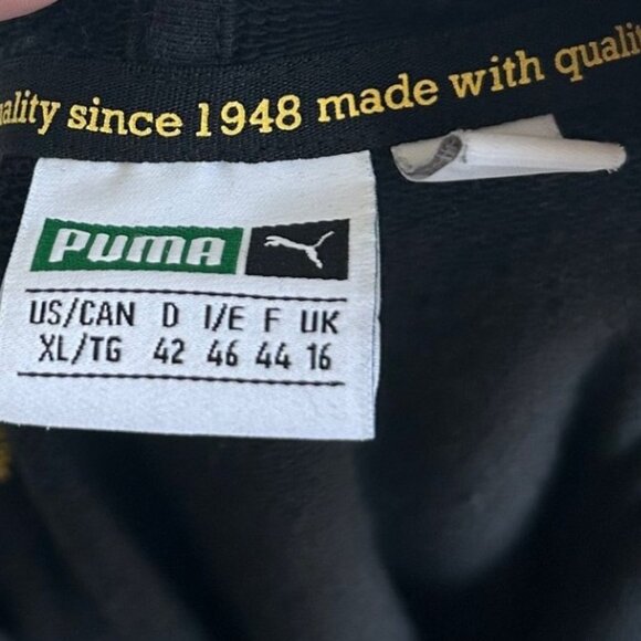 PUMA GLAM OVERSIZED HOODED DRESS XL Black w/ Metallic Gold Logo Sport Casual - Picture 6 of 12